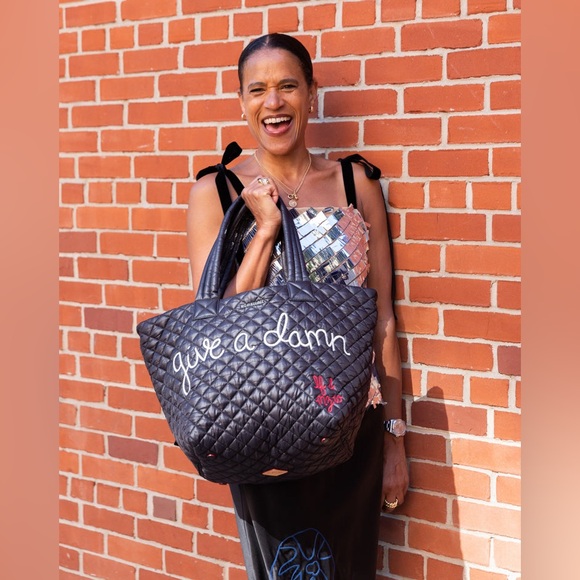 MZ Wallace X Lingua Franca LIMITED EDITION Black Give a Damn Metro Tote NEW - Picture 2 of 13